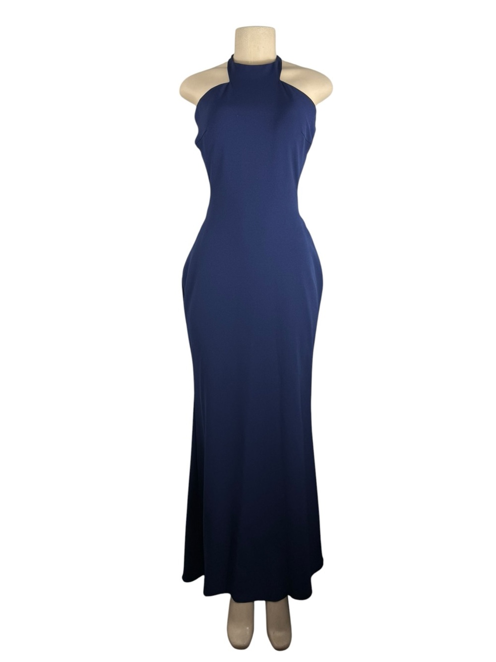 JOVANI Navy Halter Neck Maxi Dress Size 8 - Picture 2 of 7
